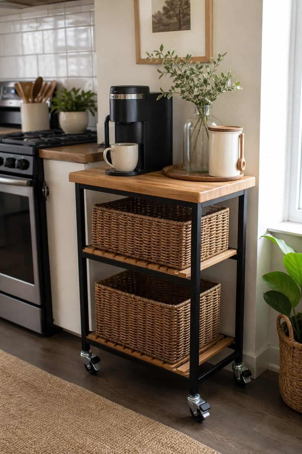 11. Rolling Kitchen Cart for Freestanding Storage