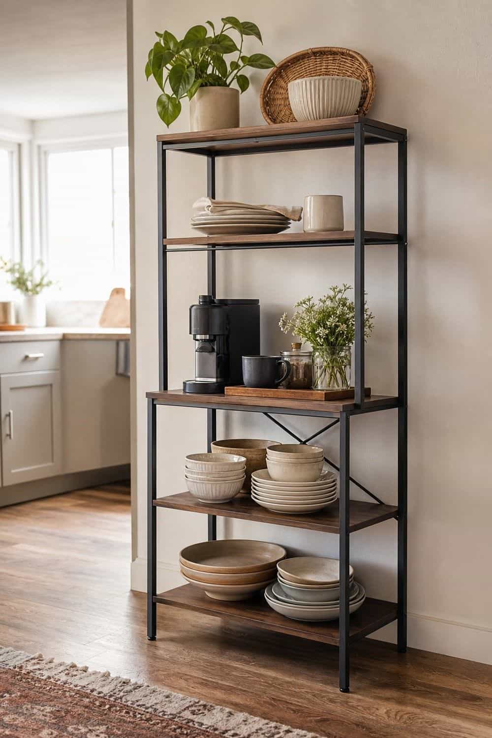 12. Freestanding Bakers Rack for Vertical Kitchen Display