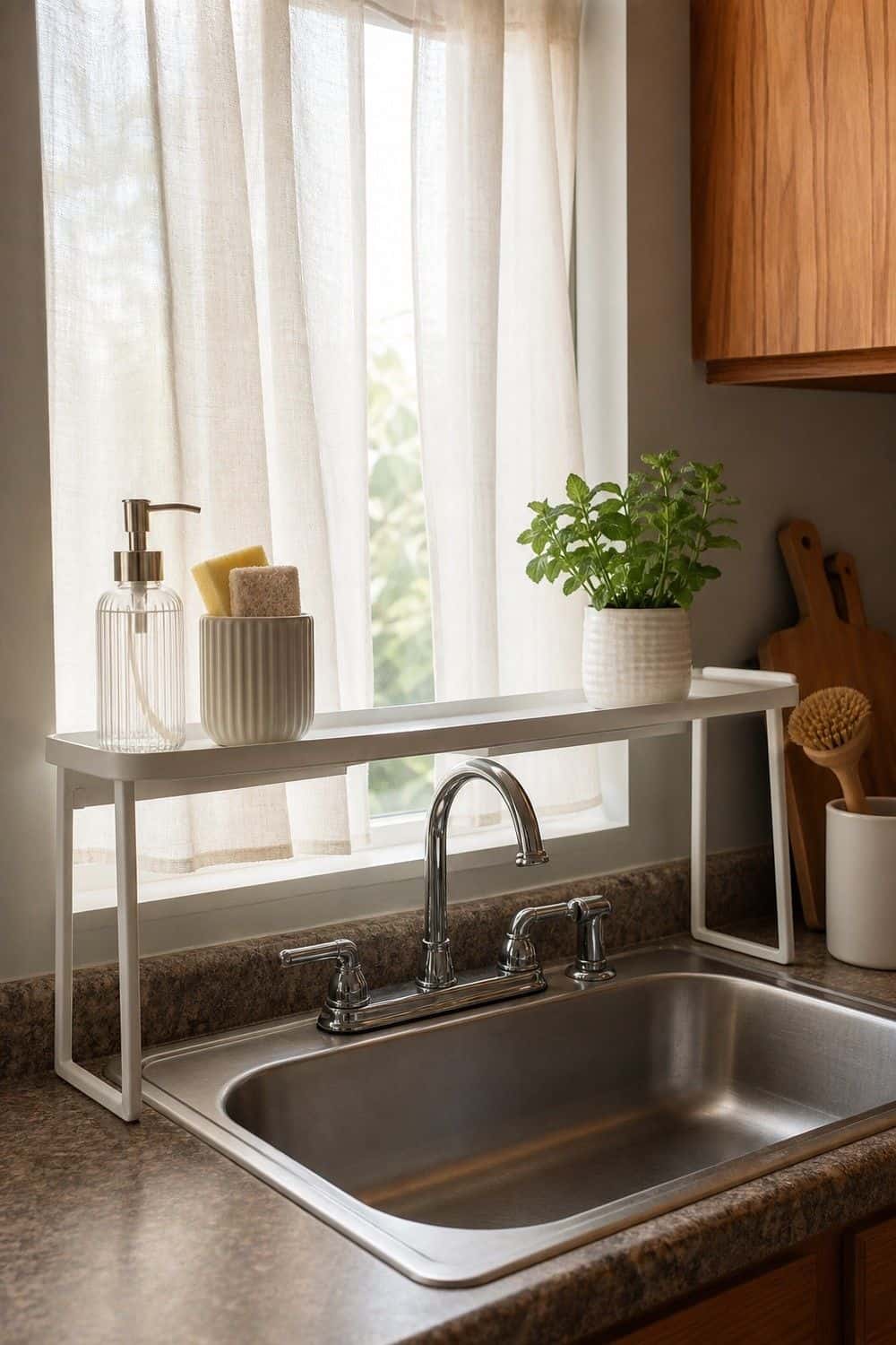 13. Over the Sink Shelf for a Tiny Counter Boost