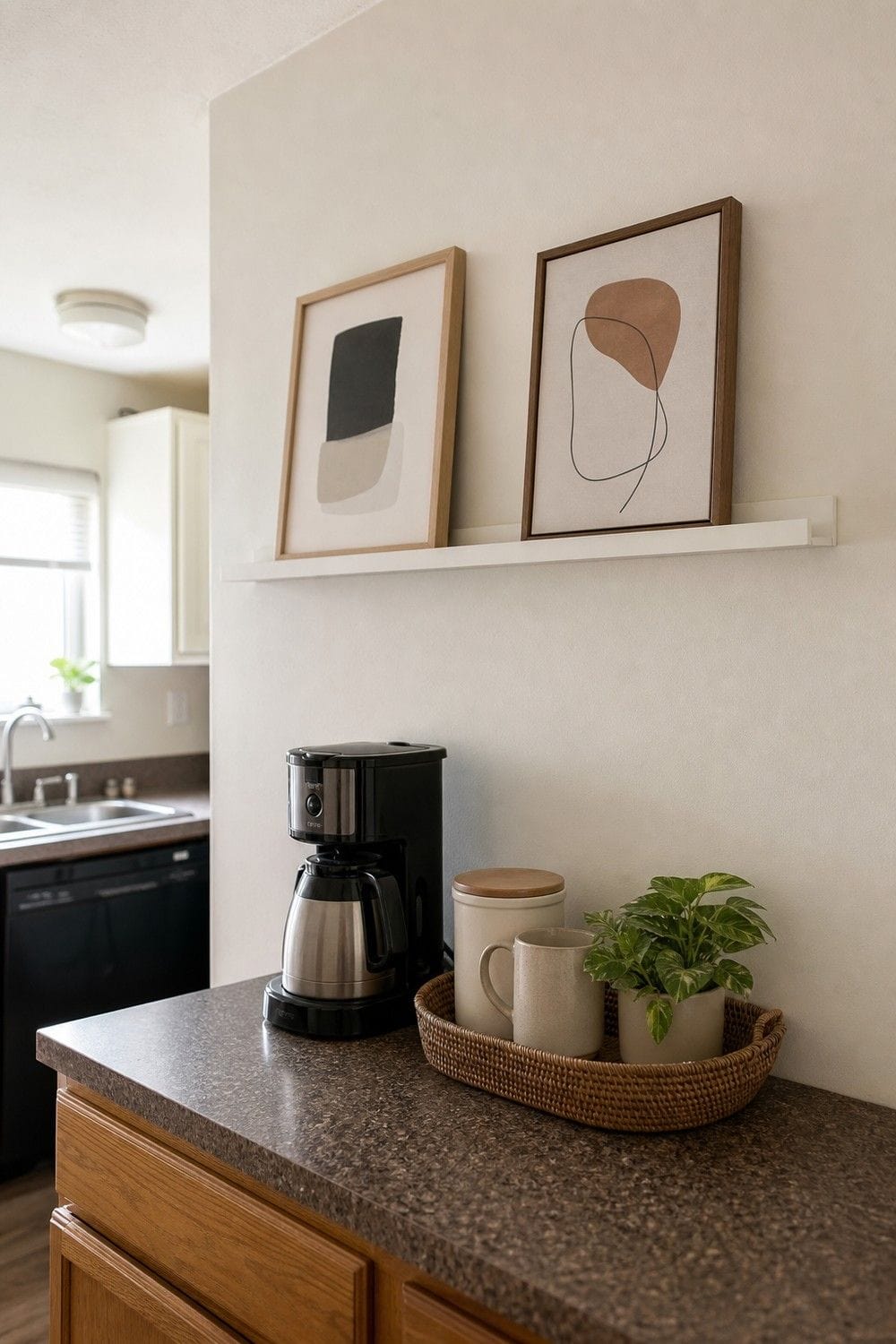 20. Command Strip Picture Ledges for Kitchen Art