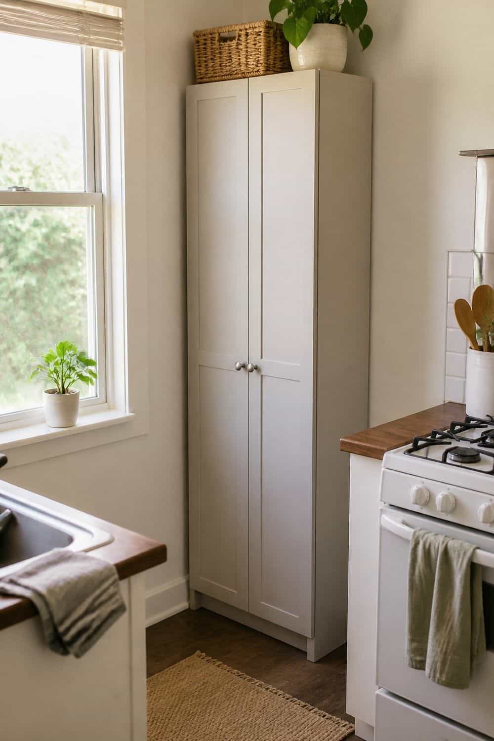 21. Slim Pantry Cabinet for No-Pantry Rentals