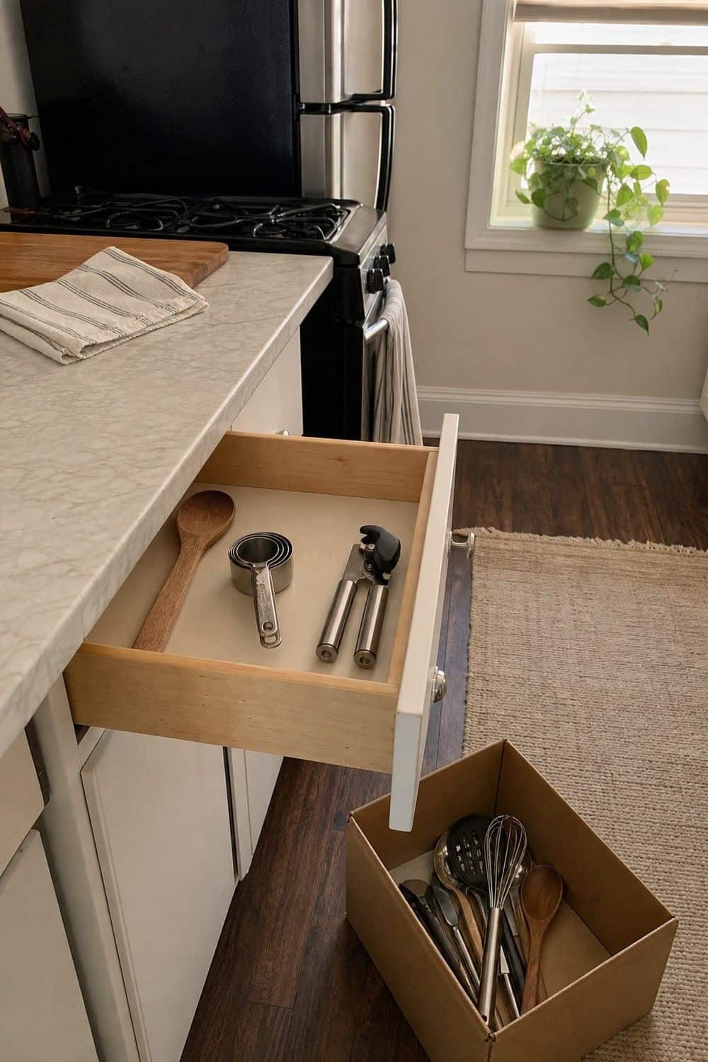 25 Small Kitchen Organization Ideas That Save Space small kitchen organization section 01 declutter duplicate tools before buying organizers