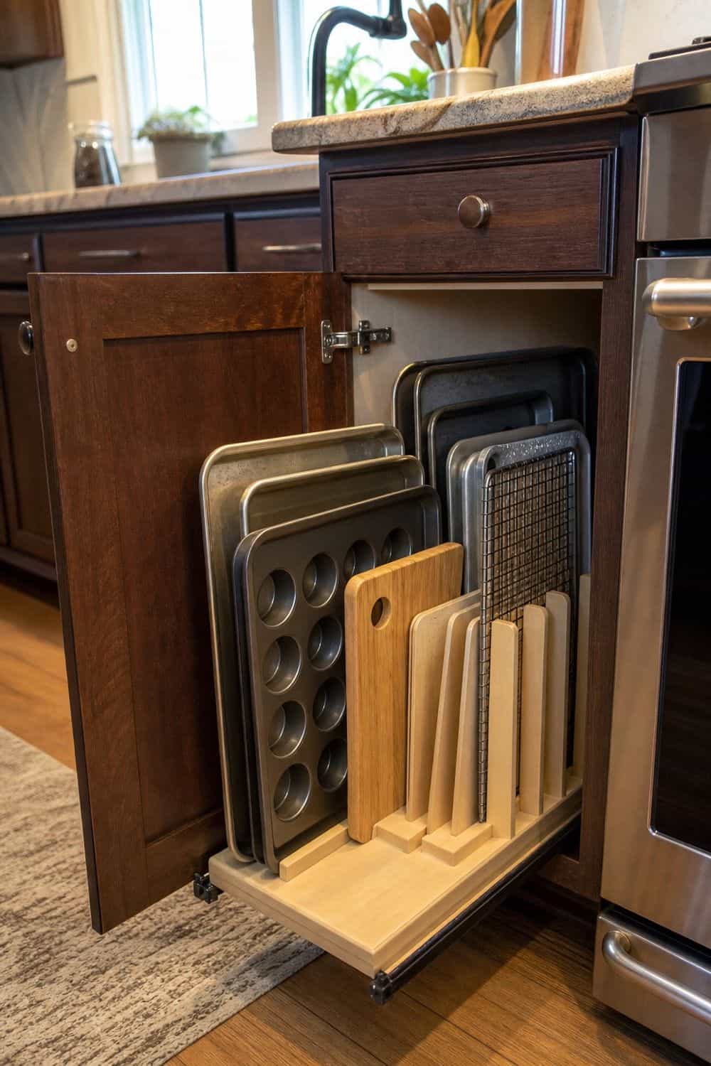 15 Best Small Kitchen Storage Products Worth Buying Vertical Bakeware Organizer for Sheet Pans