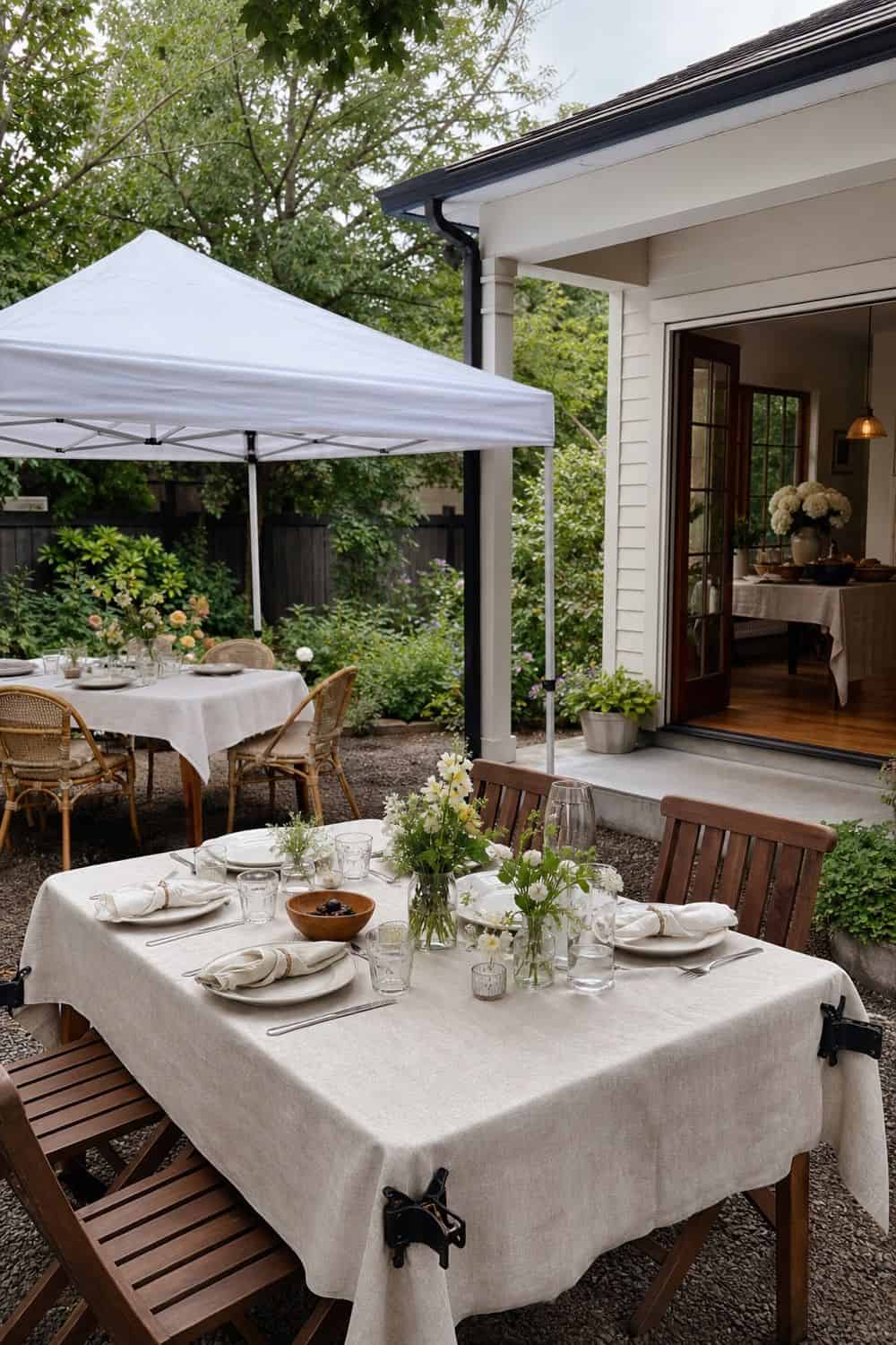 25 Spring Garden Brunch Hosting Ideas for an Outdoor Table Rain and Wind Backup Plan for a spring garden brunch outdoor table