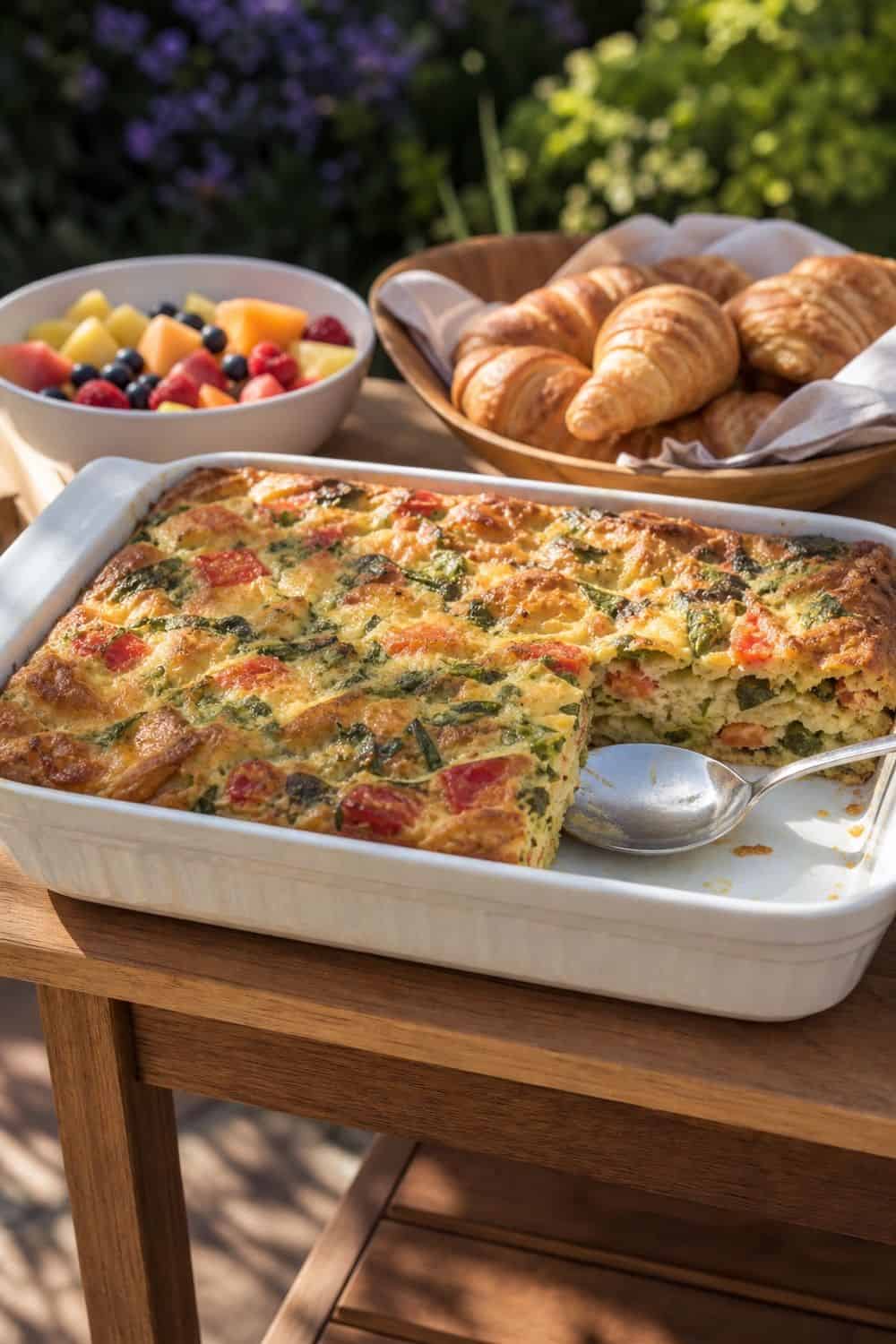 25 Spring Garden Brunch Hosting Ideas for an Outdoor Table One Make-Ahead Brunch Bake for a spring garden brunch outdoor table