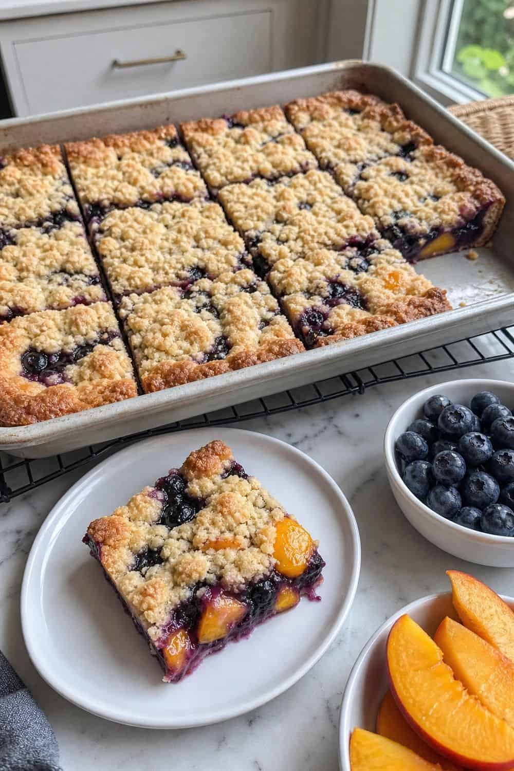 15 Summer Fruit Ideas for Cozy Food Moments Blueberry Peach Slab Pie Squares summer fruit idea