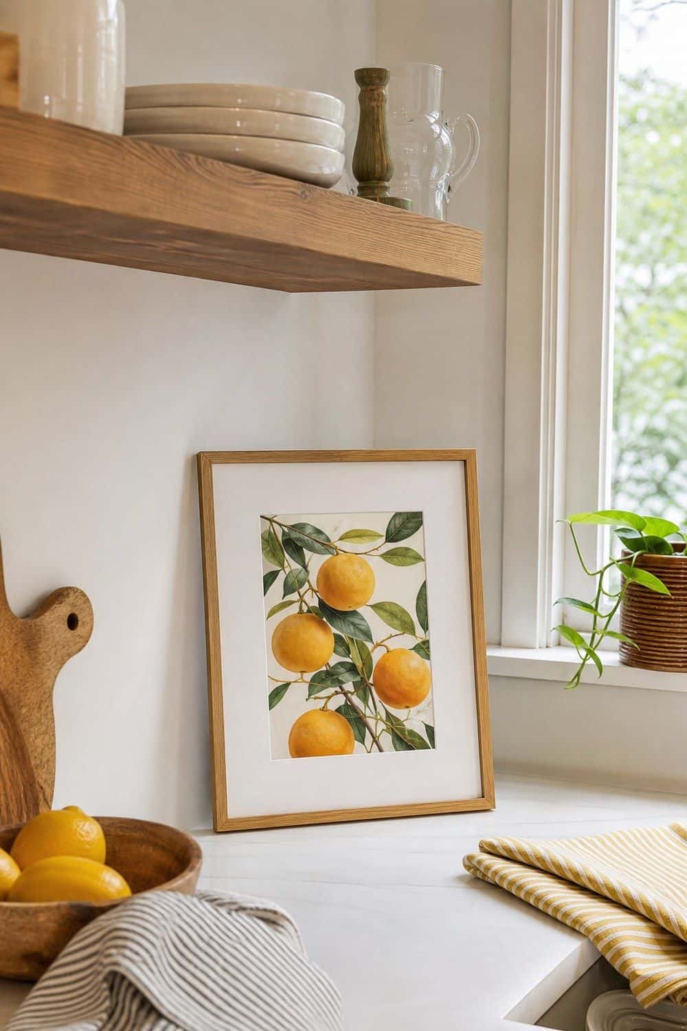 25 Summer Kitchen Decor Ideas for a Lighter Seasonal Look Citrus Art After Spring Florals in a bright, realistic summer kitchen setting