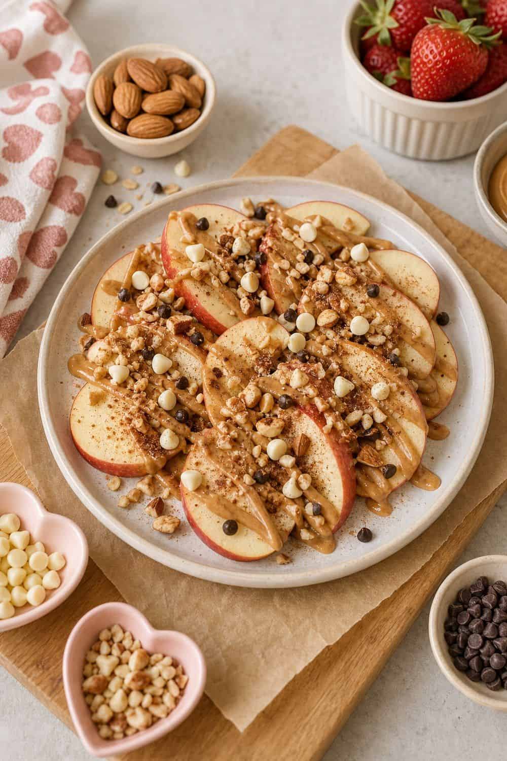 20 Valentine Snack Plate Ideas for Cozy Food Moments Sweetheart Apple Nachos Valentine snack plate