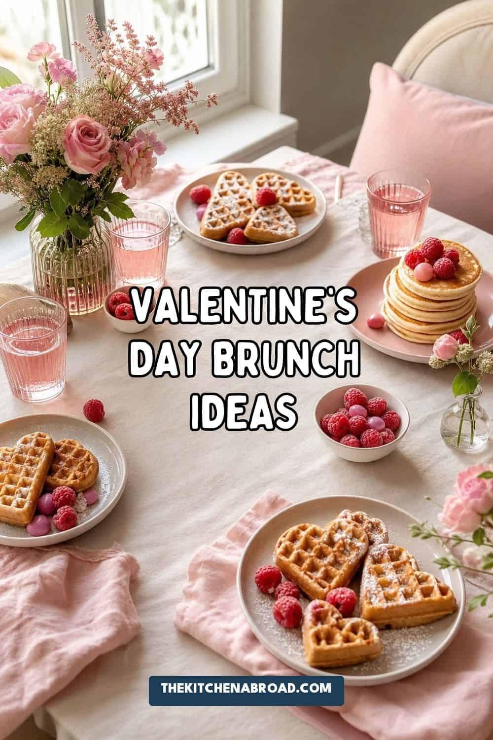 25 Valentine's Day Brunch Hosting Ideas for a Pretty Morning Table Valentine’s Day brunch ideas Pinterest pin