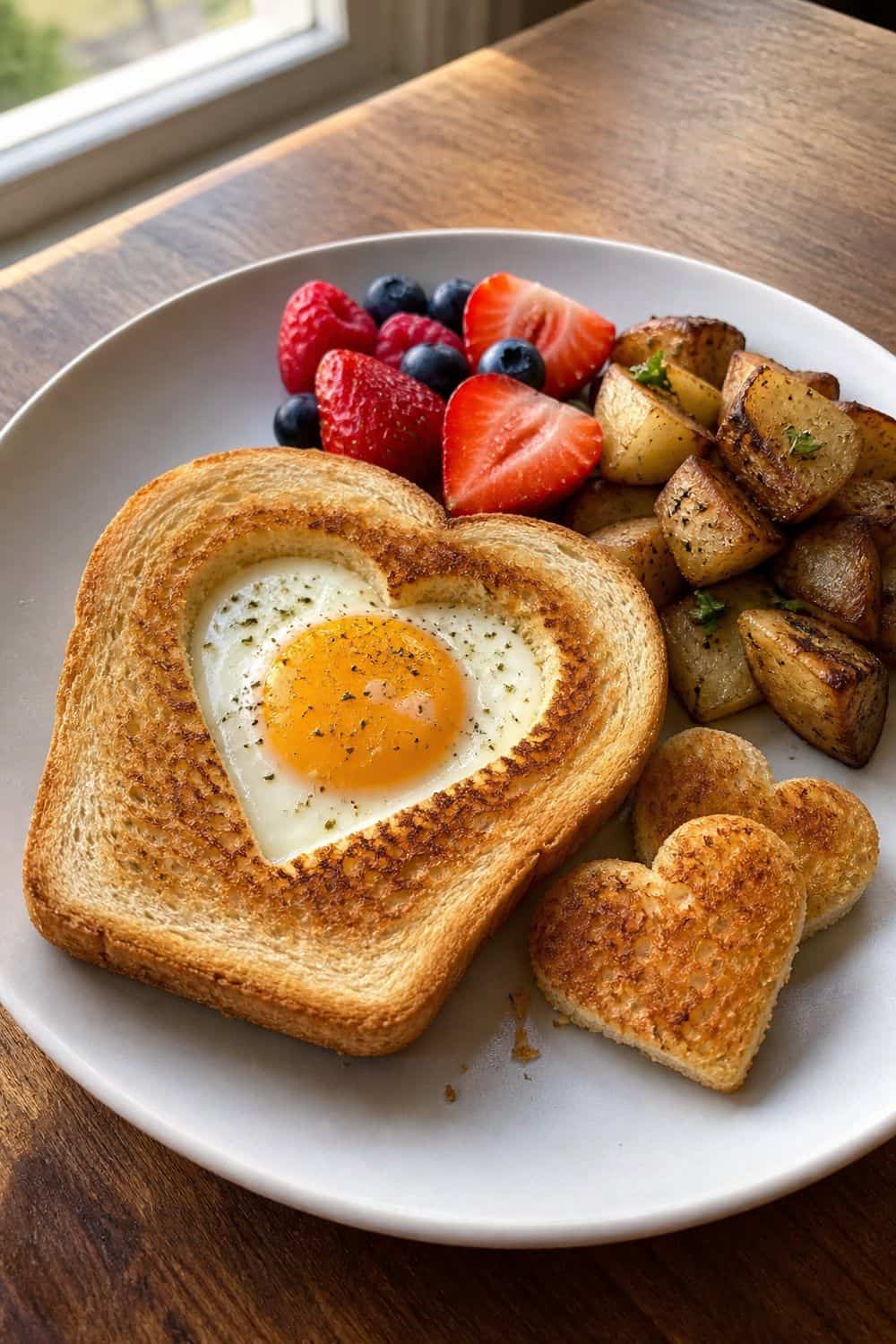 25 Valentine's Day Brunch Hosting Ideas for a Pretty Morning Table 5. Serve Heart-Shaped Egg-in-a-Hole for Valentine’s Day brunch