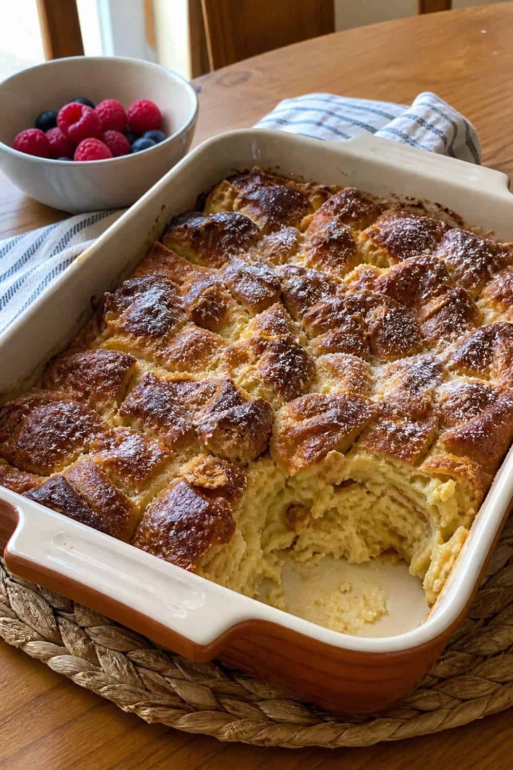25 Valentine's Day Brunch Hosting Ideas for a Pretty Morning Table 6. Put Together a Croissant French Toast Bake for Valentine’s Day brunch