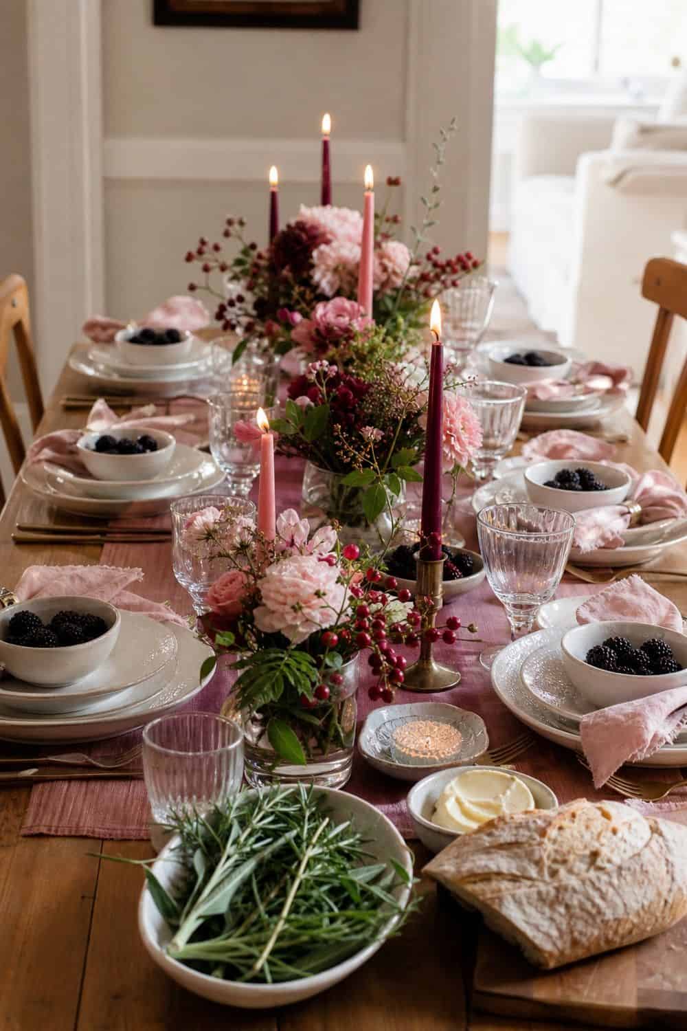 25 Valentine's Day Dinner Ideas for a Romantic Night at Home valentines day dinner ideas 15 blush plum table colors