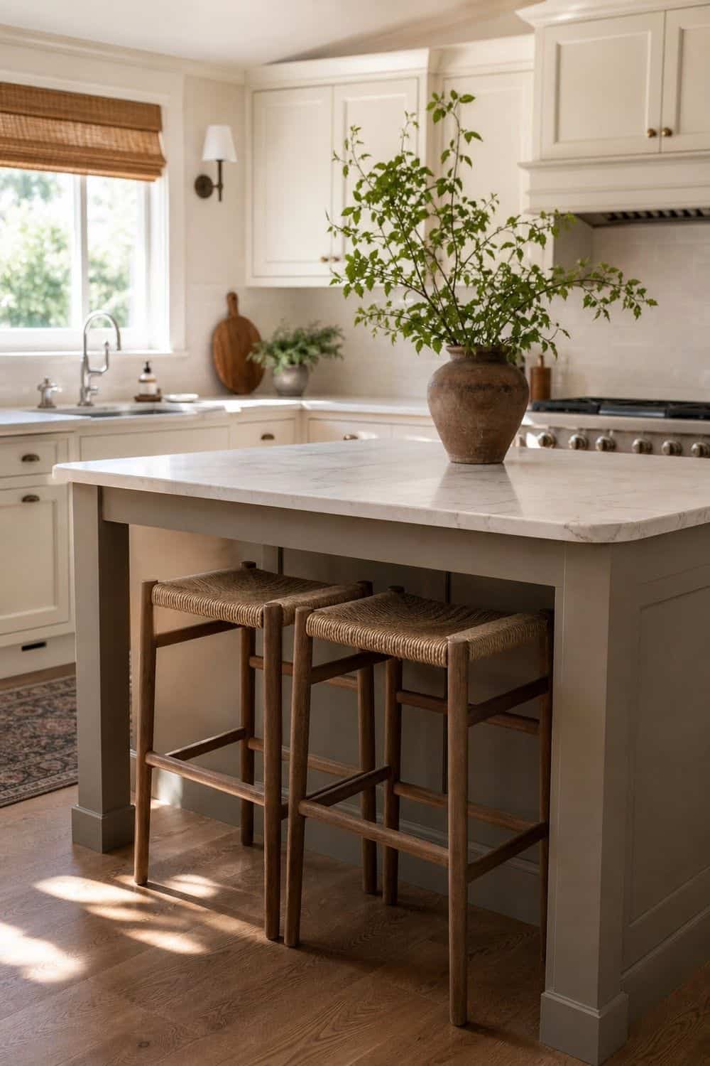 25 Warm Neutral Kitchen Ideas for a Softer Modern Look 4. Add a Putty-Colored Kitchen Island