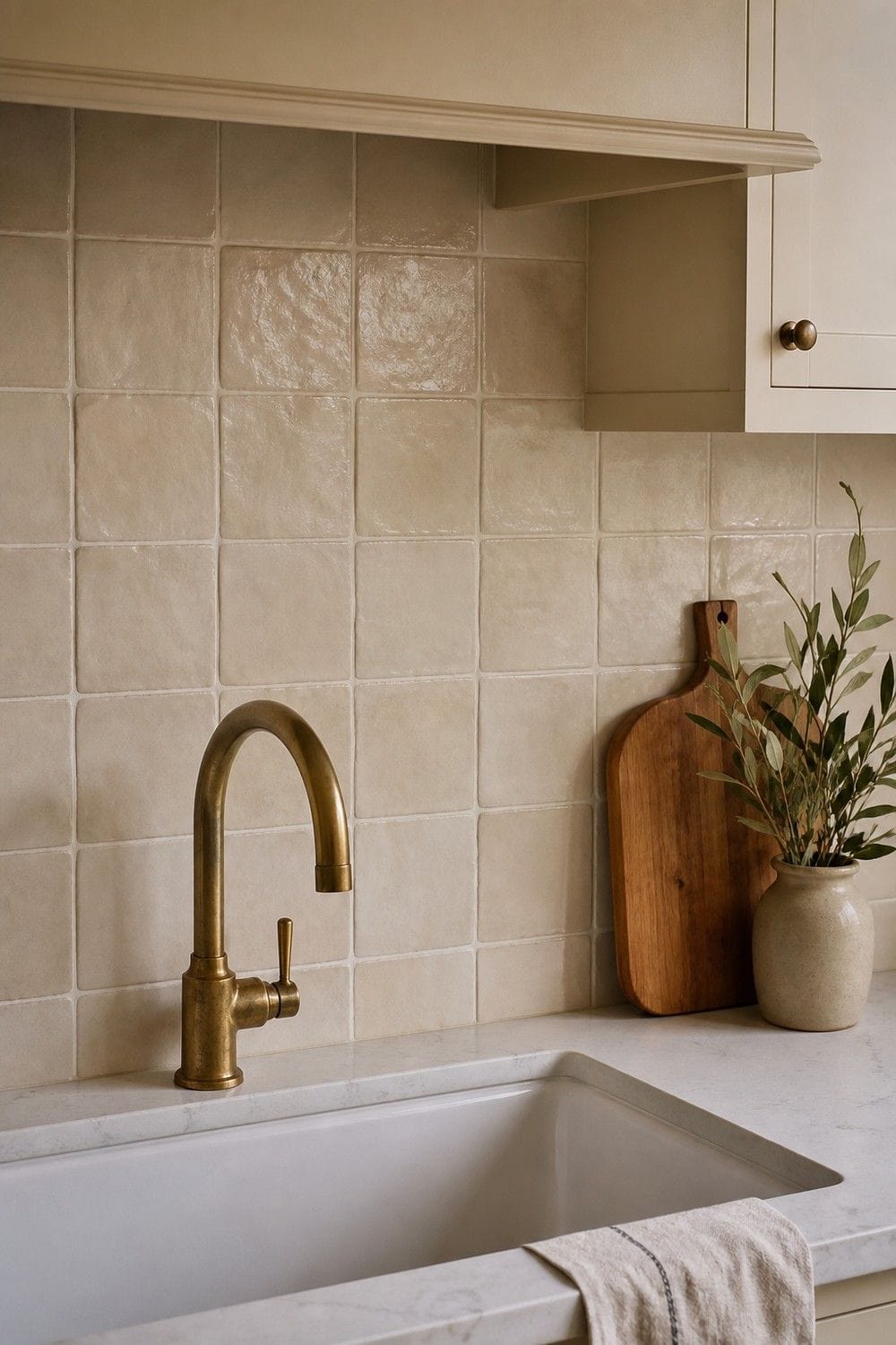 25 Warm Neutral Kitchen Ideas for a Softer Modern Look 9. Use Handmade Beige Tile