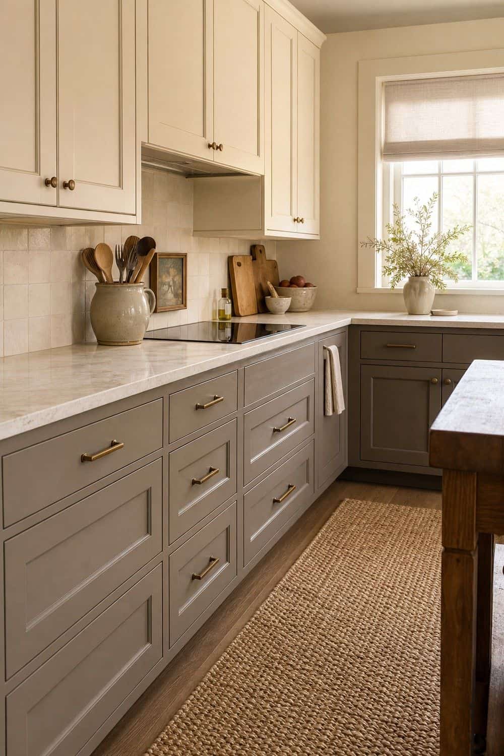 25 Warm Neutral Kitchen Ideas for a Softer Modern Look 11. Layer Oat, Cream, and Greige