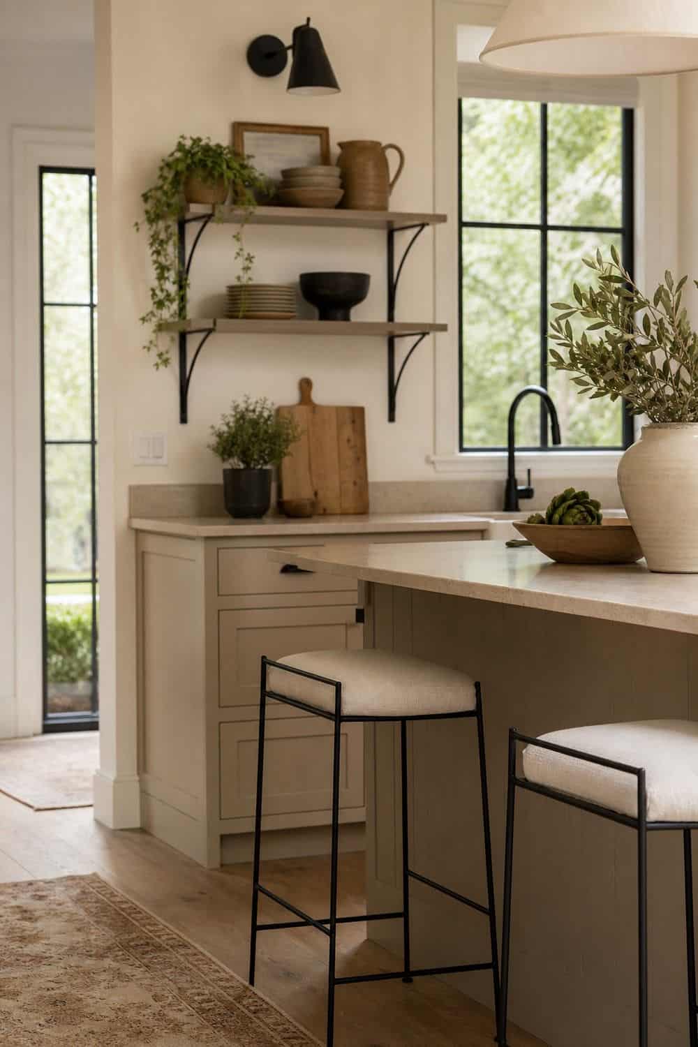 25 Warm Neutral Kitchen Ideas for a Softer Modern Look 19. Add a Soft Black Accent