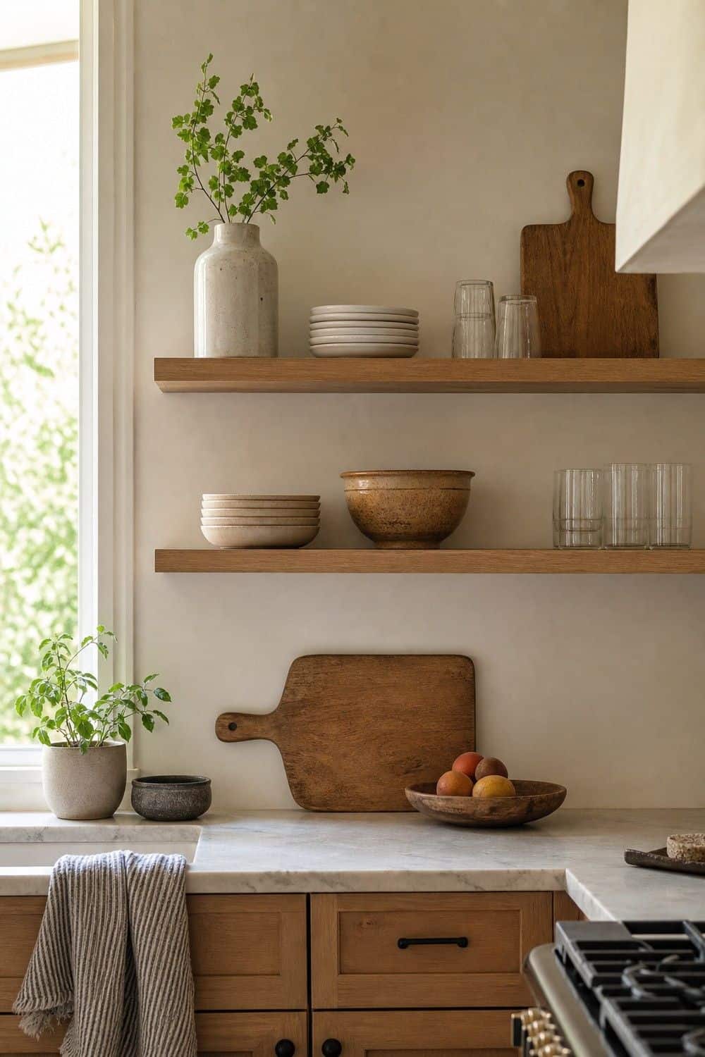 25 Warm Neutral Kitchen Ideas for a Softer Modern Look 20. Add One Muted Green Accent