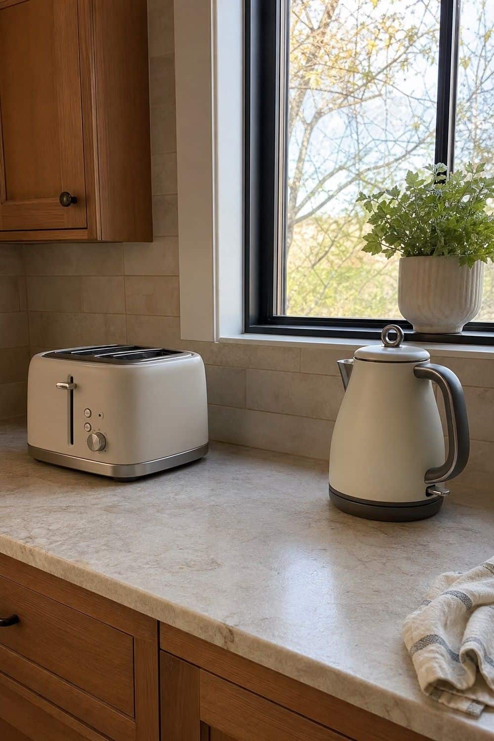 25 Warm Neutral Kitchen Ideas for a Softer Modern Look 23. Choose Beige or Stone Small Appliances