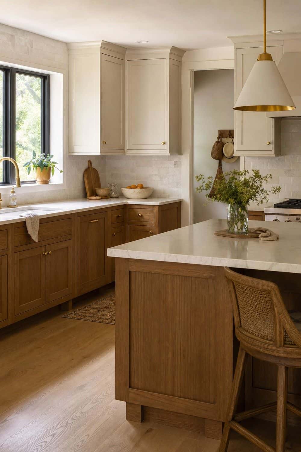 25 Warm Wood Kitchen Ideas for Natural Everyday Style Wood and Painted Cabinets Together for warm wood kitchen ideas