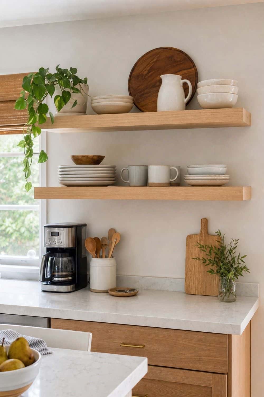 25 Warm Wood Kitchen Ideas for Natural Everyday Style Pale Oak Open Shelving for warm wood kitchen ideas