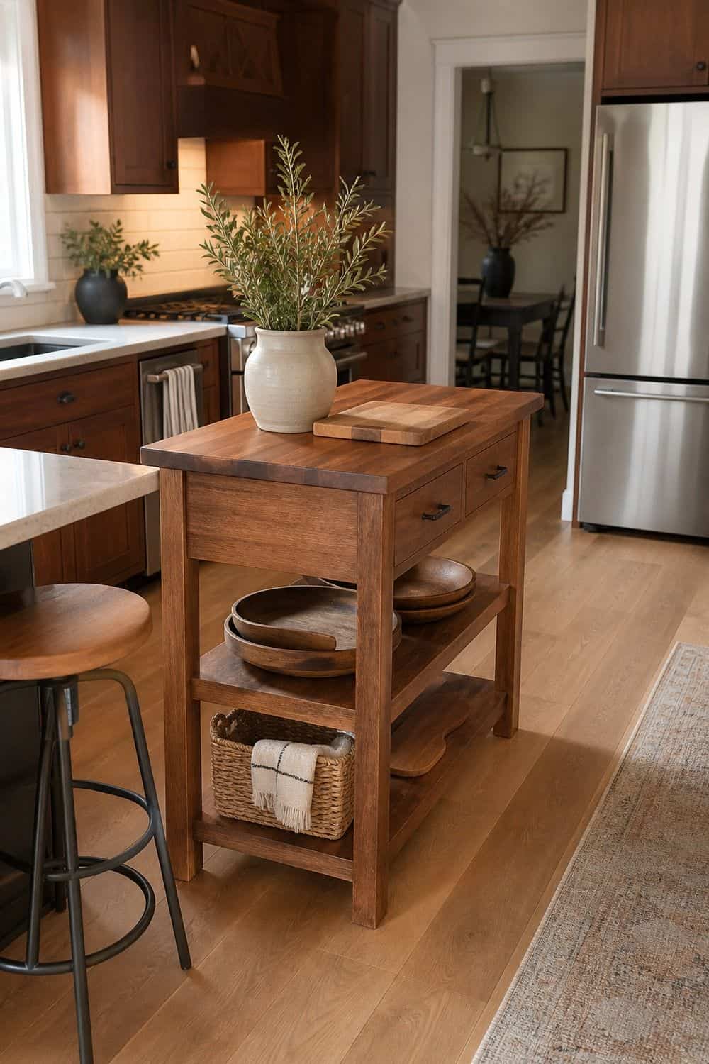 25 Warm Wood Kitchen Ideas for Natural Everyday Style Freestanding Wood Kitchen Island for warm wood kitchen ideas