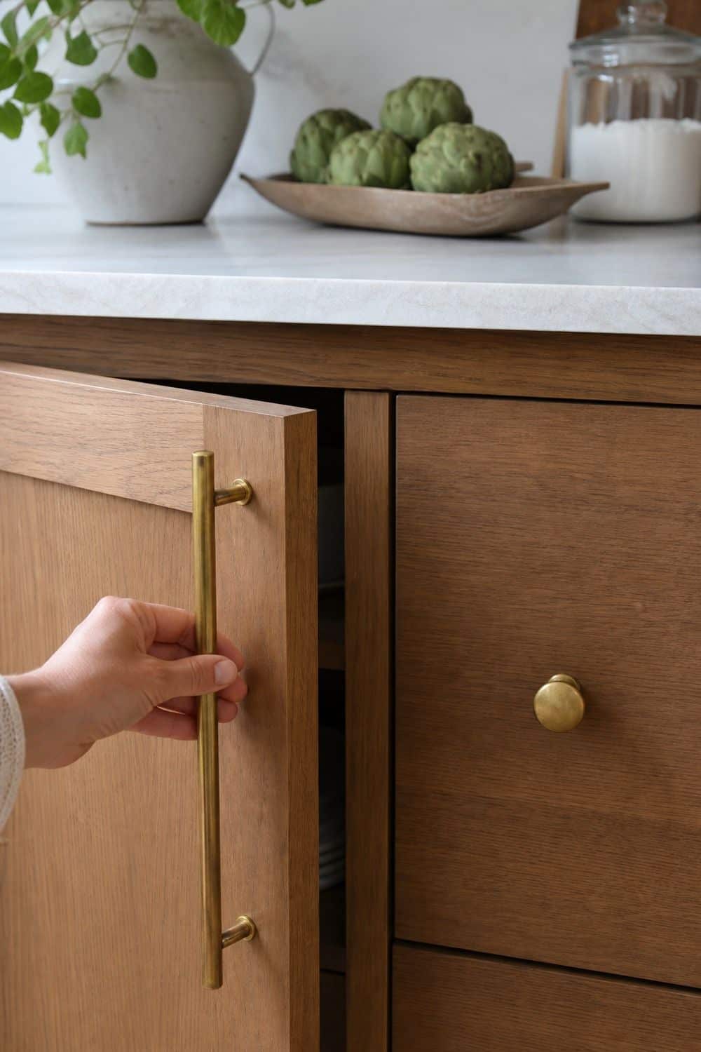 25 Warm Wood Kitchen Ideas for Natural Everyday Style Warm Wood With Brushed Brass Pulls for warm wood kitchen ideas