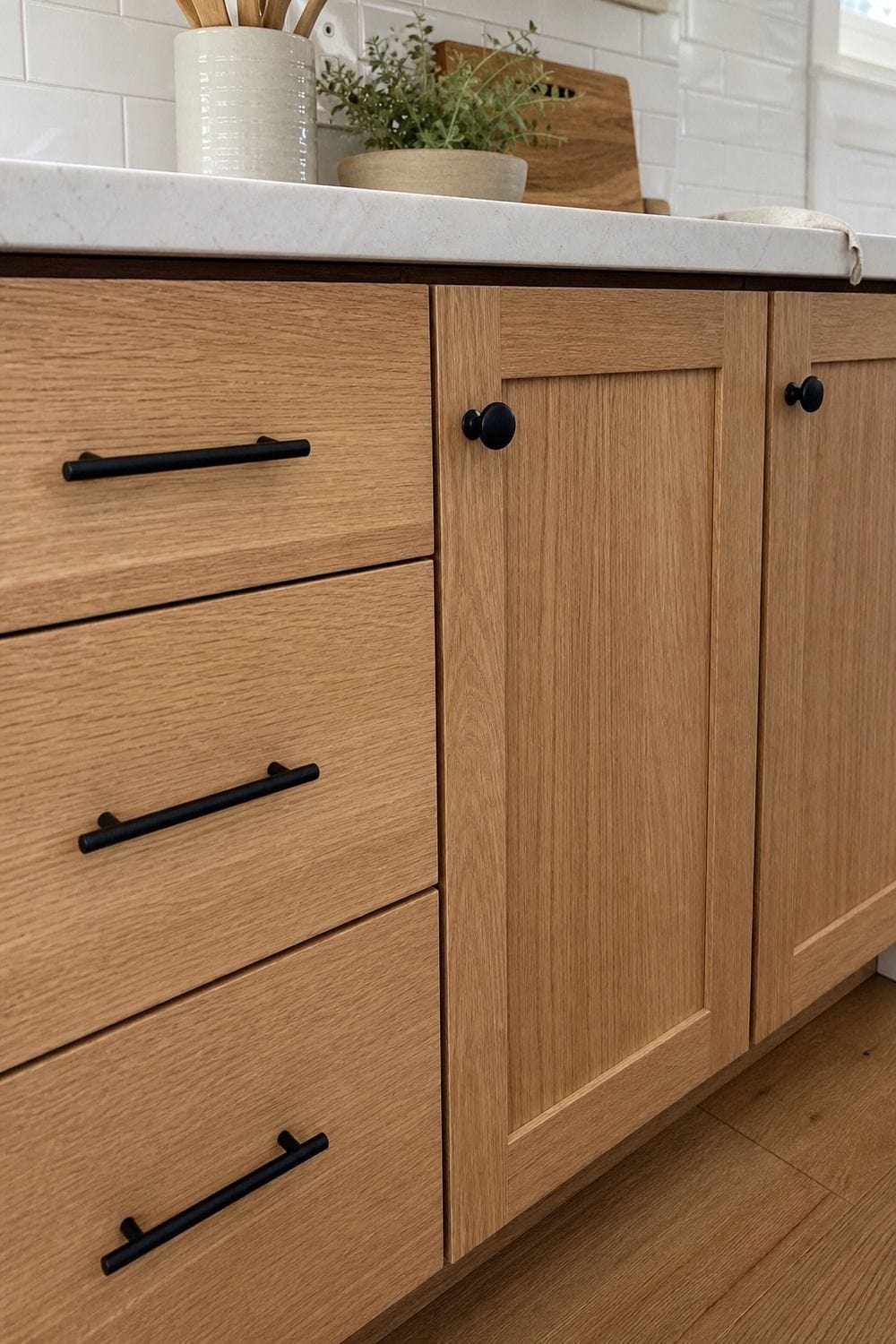 25 Warm Wood Kitchen Ideas for Natural Everyday Style Soft Black Hardware on Wood Cabinets for warm wood kitchen ideas