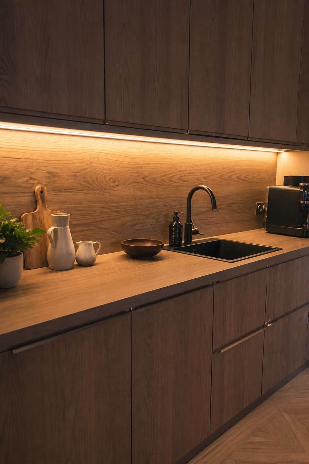 25 Warm Wood Kitchen Ideas for Natural Everyday Style Warm Task Strips on Wood Grain for warm wood kitchen ideas