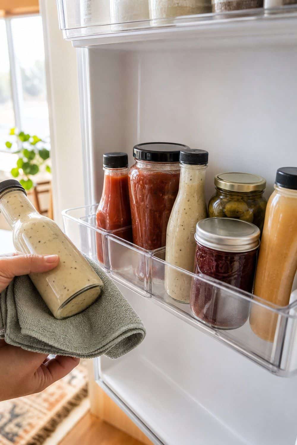 How to Do a Weekly Fridge Cleanout 10. Door and Condiment Clearout during a weekly fridge cleanout