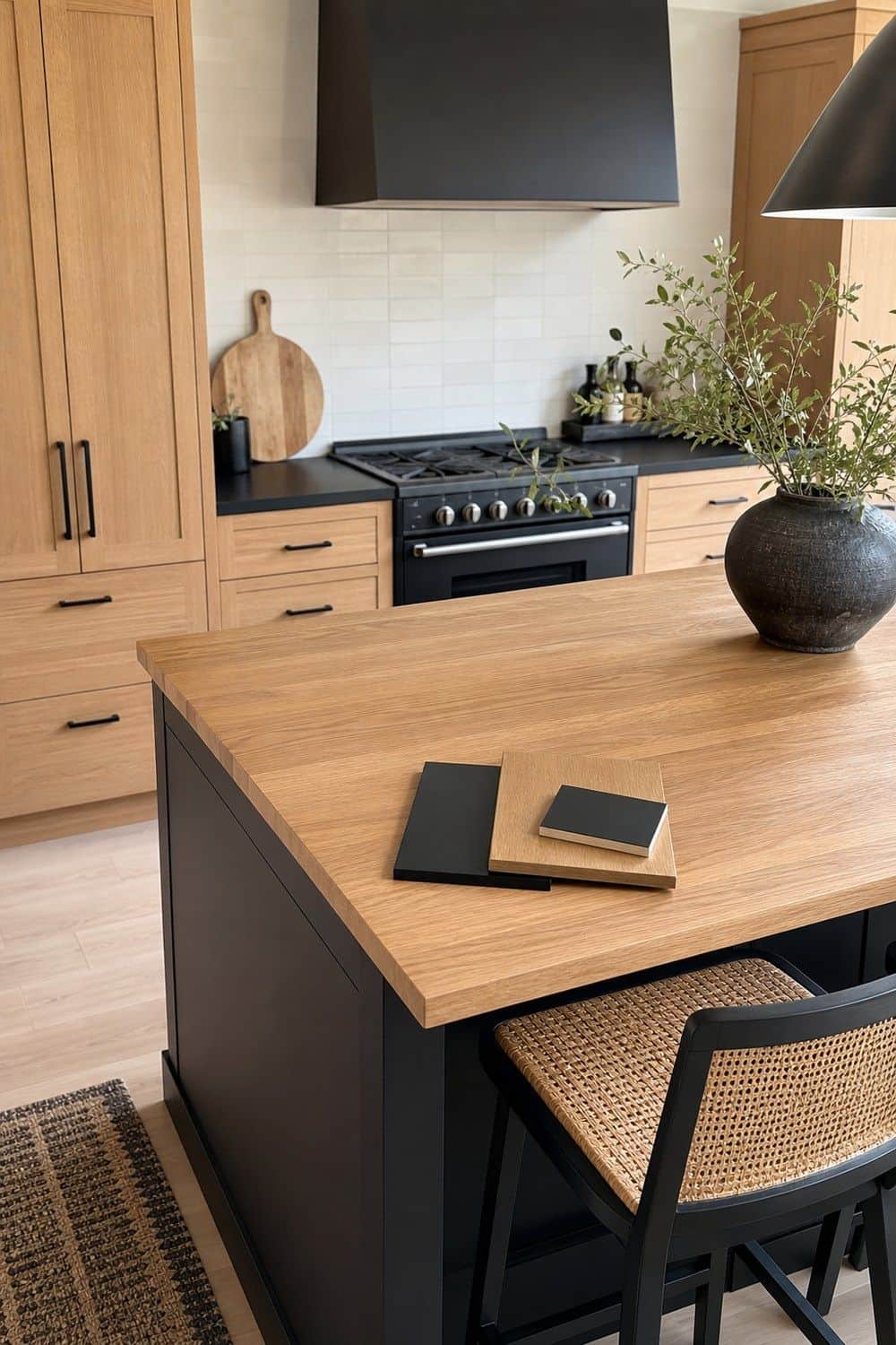 25 White Oak and Black Kitchen Ideas for High-Contrast Warmth Black-to-Oak Ratio Before Adding More in a white oak and black kitchen