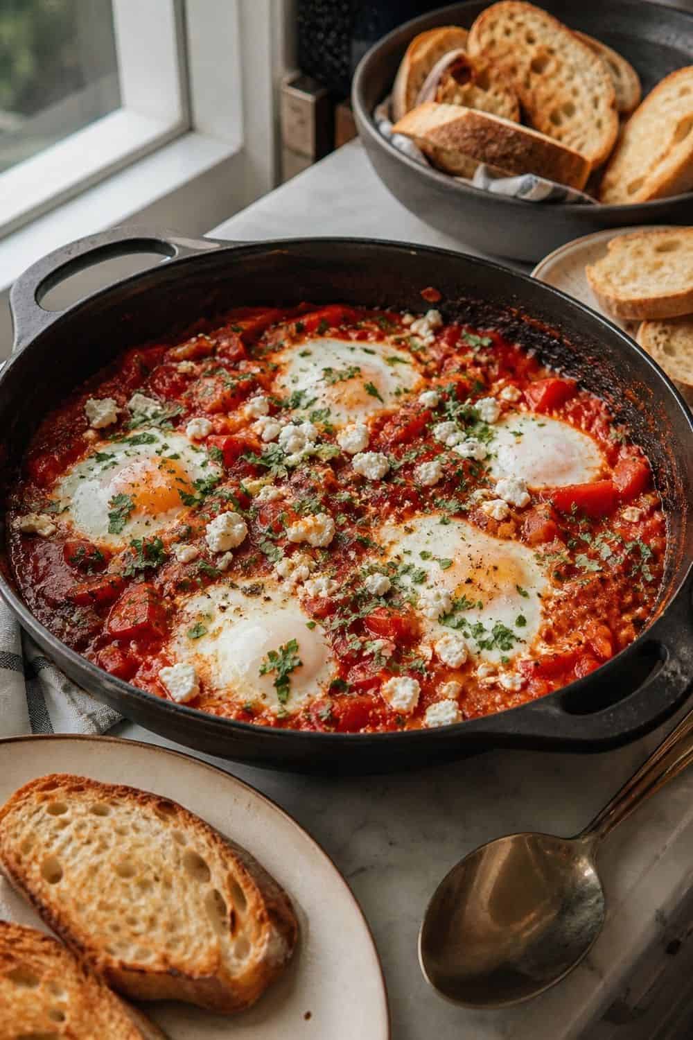 25 Winter Brunch Hosting Ideas for Easy Hosting 5. Try Shakshuka for a Warm Centerpiece winter brunch hosting idea