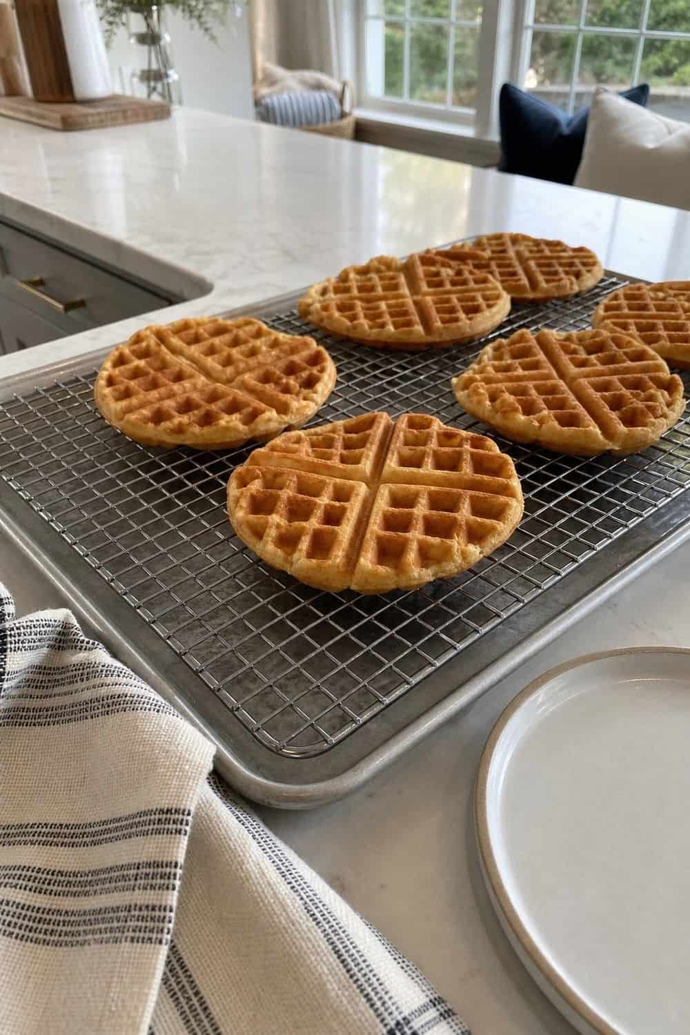 25 Winter Brunch Hosting Ideas for Easy Hosting 8. Keep Waffles Warm on a Rack winter brunch hosting idea